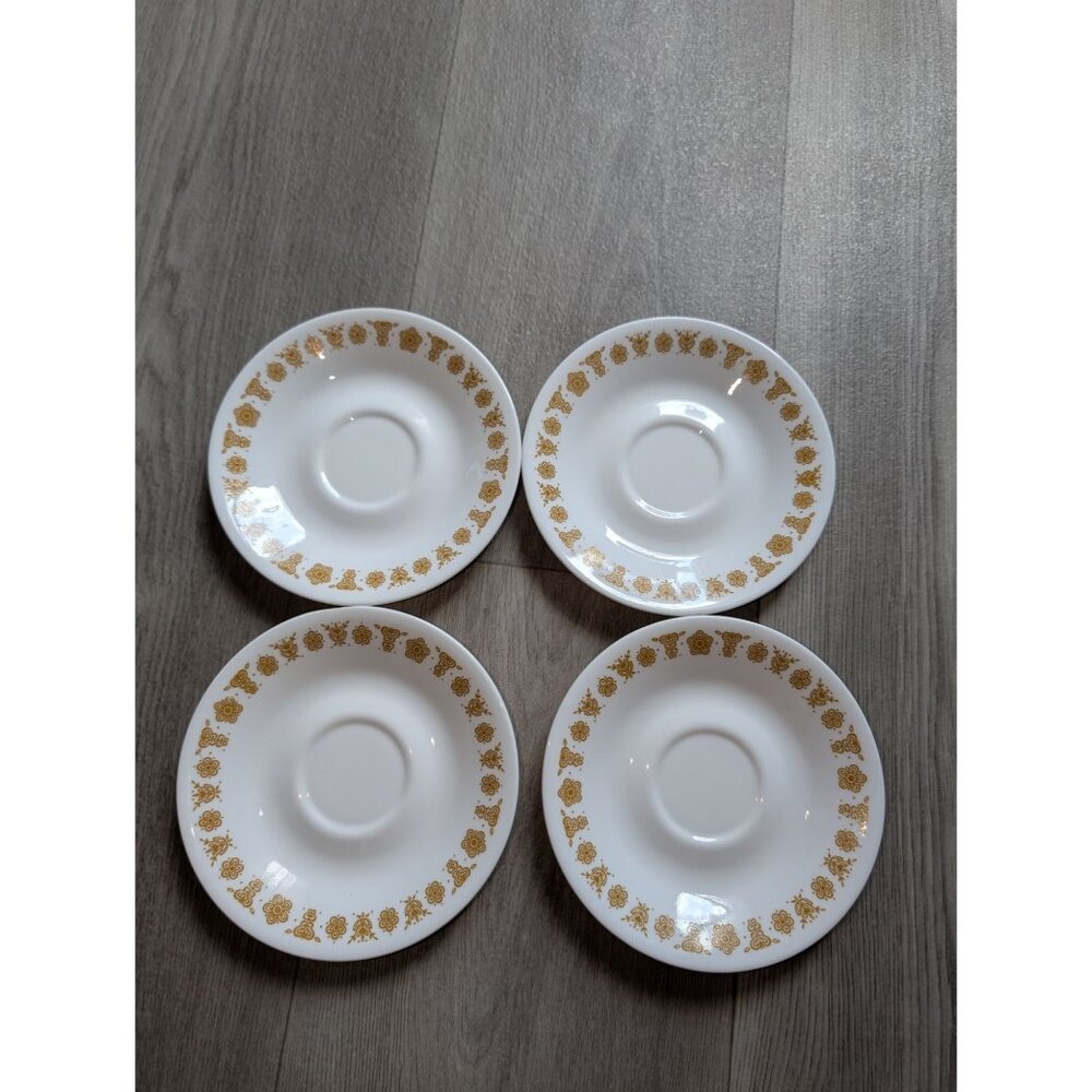 Corelle Butterfly Gold Saucer Plates Set Of 4